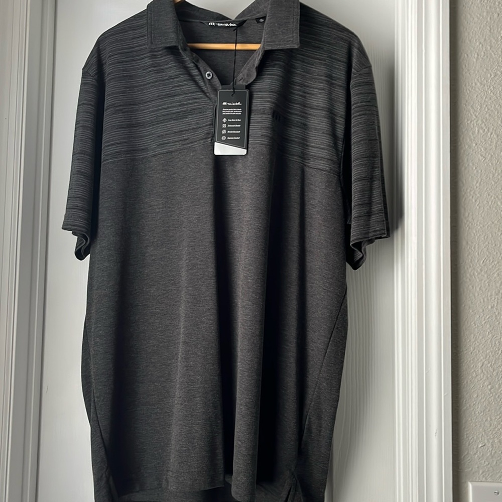 Travis Mathew Men's Charcoal Black Polo